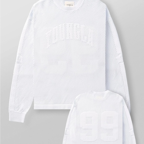 YoungLA Tops - YoungLA White Mesh Long Sleeve Top